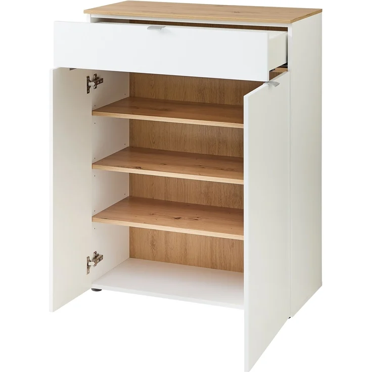 Garderoben-Set >Bari< (4-teilig) weiss matt / Eiche - 158x200x38cm (BxHxT) – Bild 5