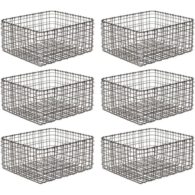 mDesign Allzweckkorb Aufbewahrung Drahtkorb Organizer 6er-Set Metall Bronze