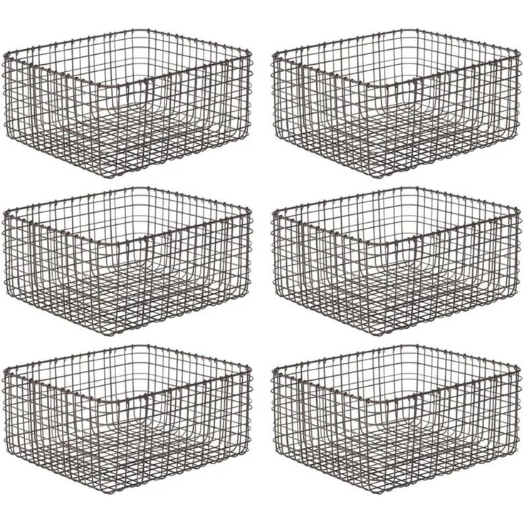 mDesign Allzweckkorb Aufbewahrung Drahtkorb Organizer 6er-Set Metall Bronze – Bild 1