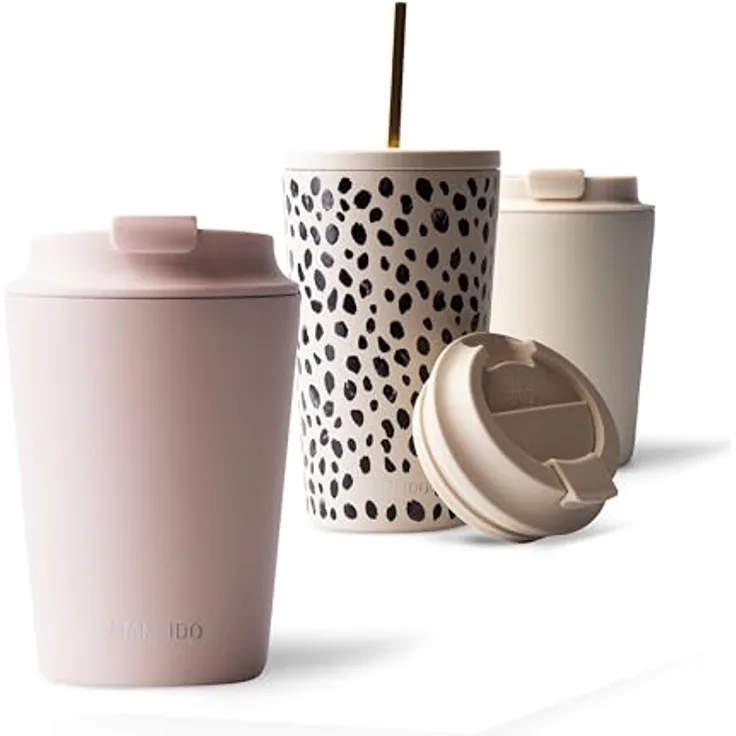 MAMEIDO Thermobecher 350ml - dichter Kaffeebecher to go aus Edelstahl doppelwandig isoliert, auslaufsicher