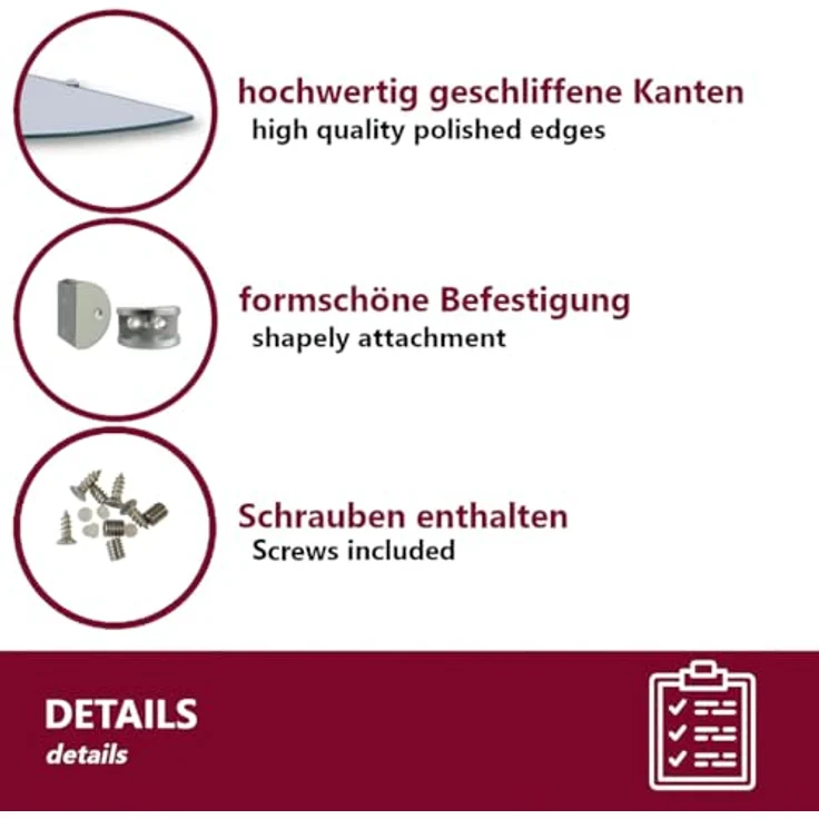 HOOZ Wandregal Eckglasregal, 1-tlg, mit geschliffenen Kanten – Bild 5