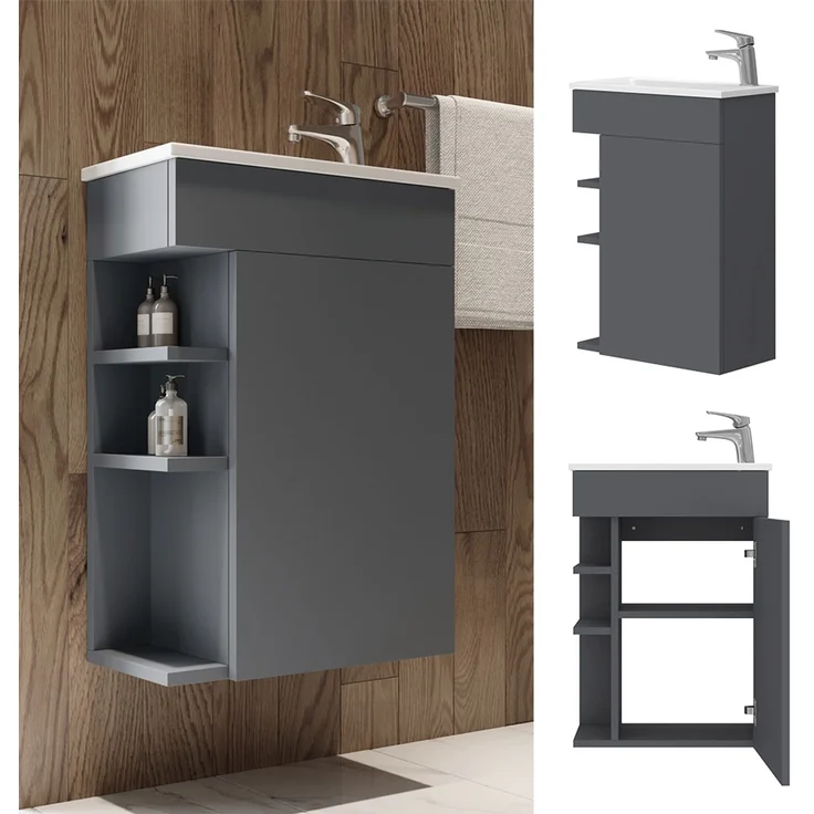 Waschbeckenunterschrank Amadeo Anthrazit 2 Teile, mit Waschbecken Vicco – Bild 2