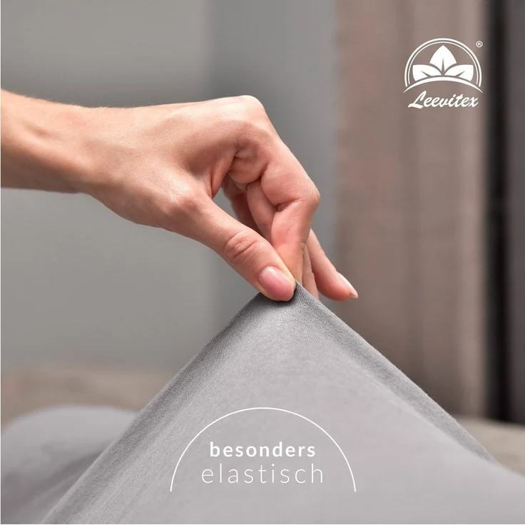 leevitex® Spannbettlaken Premium 195, Gummizug: Rundum, blickdicht, Anti-Pilling, 97% Baumwolle, 3% Elasthan, 40 cm Steg – Bild 2