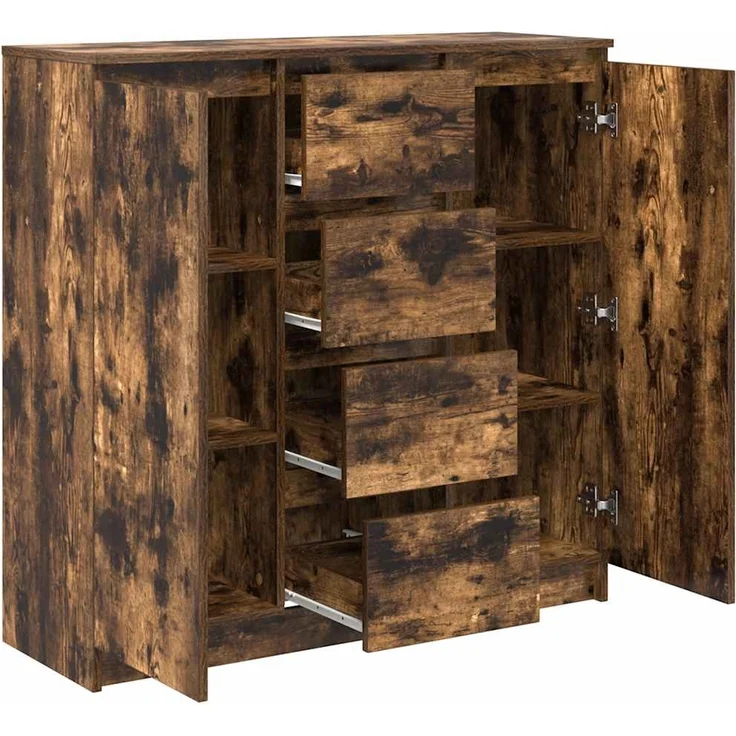 vidaXL Sideboard mit Schubladen Räuchereiche 100,5x35x98,5 cm 3328457 – Bild 4