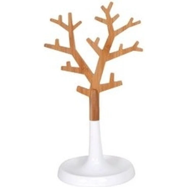MSV Schmuckbaum OSLO Bijoux, dekorativer Schmuckständer für Beauty, Aufbewahrung, Präsentation, Bambus, Höhe ca. 29,8 cm, Farbe natur / weiß – Bild 4