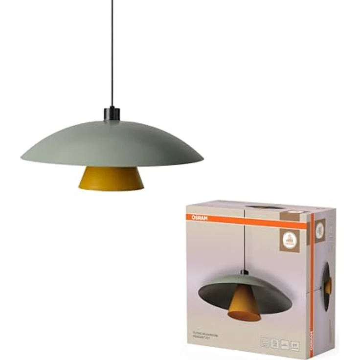 OSRAM Hängelampe Decor Flying Mushroom, Pendelleuchte aus Stahl in grün/gelb, E27 Fassung – Bild 4