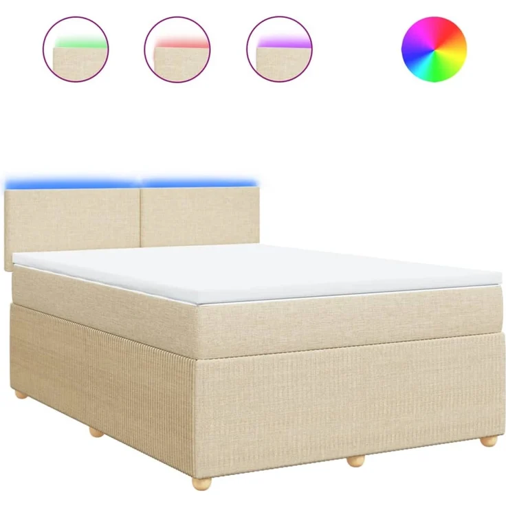 vidaXL Boxspringbett mit Matratze Creme 140x190 cm Stoff 3289749 – Bild 2