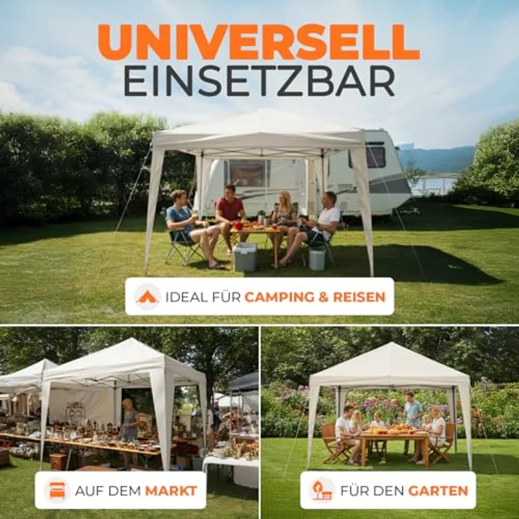 Faltpavillon 3x3 m - wasserdicht - ohne Seitenteile, champagner – Bild 8