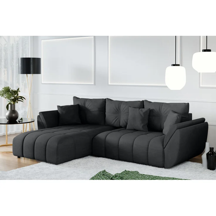 AX LIVING L Form Ecksofa dunkelgrau Verciani Schlaffunktion Bettkasten – Bild 1