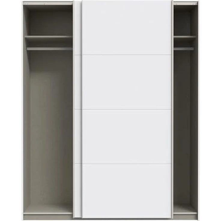 Forte Schach & MATT 2 weißer Kleiderschrank 170 180, moderner Schwebetürenschrank, 2-türig, Holzwerkstoff, Weiß Matt, 170,3 cm breit x 210,5 cm hoch x 61,2 cm tief – Bild 5