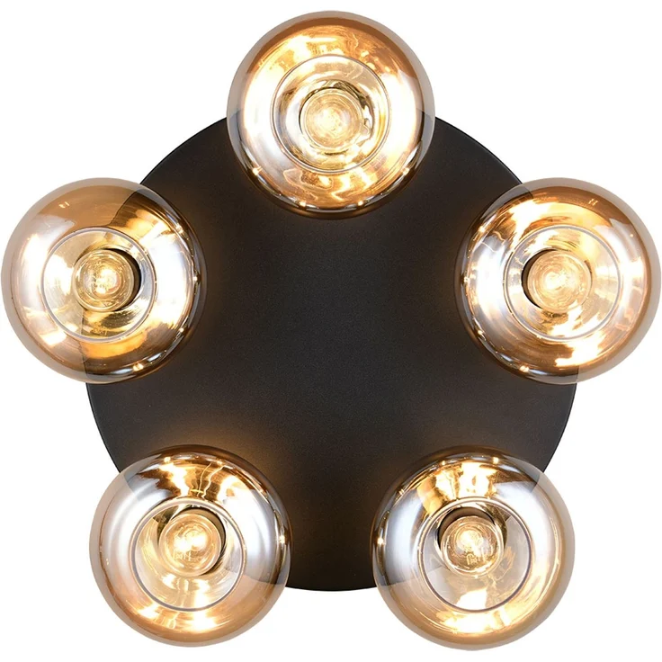 LED Deckenleuchte, Glas amber, schwarz, dimmbar, D 49 cm – Bild 8
