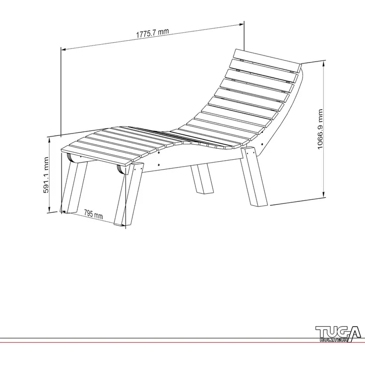 Gartenliege Relaxliege "Liege-Franzi" (Fichte) Breite 80cm Einstiegshöhe 60cm mit Füßen – Bild 7