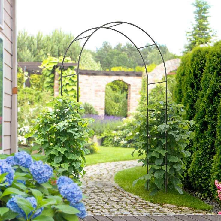 Rosenbogen Metall Torbogen Gartenbogen Kletterpflanzen Rankpflanzen Schwarz 140x40x240cm--Schwarz--140x40x240cm--YOUDENOVA – Bild 2
