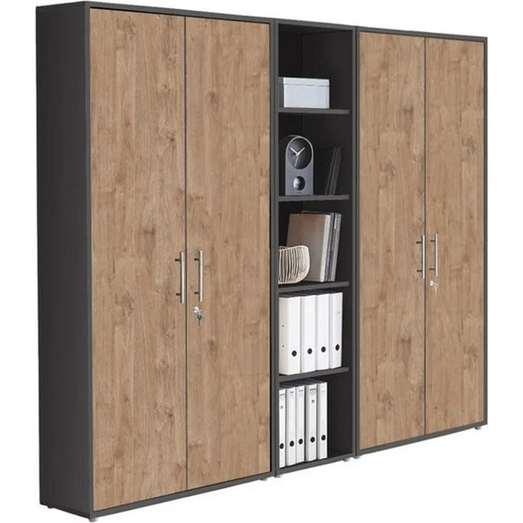 BMG Möbel Aktenschrank Büromöbel Office Edition 10 (Aktenschrank Regal Set, besteht aus 2x Aktenschrank und 1x Regal) mit viel Stauraum, abschließbar – Bild 1
