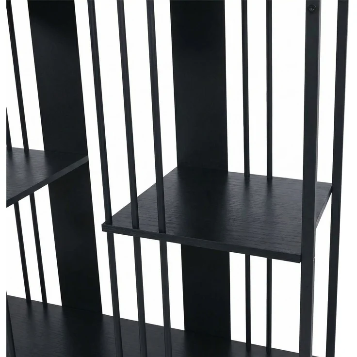 Regal HWC-P12, Bücherschrank Hochschrank, Industrial Metall Melamin MVG-zertifiziert 180x80x31cm ~ schwarz, schwarz – Bild 5