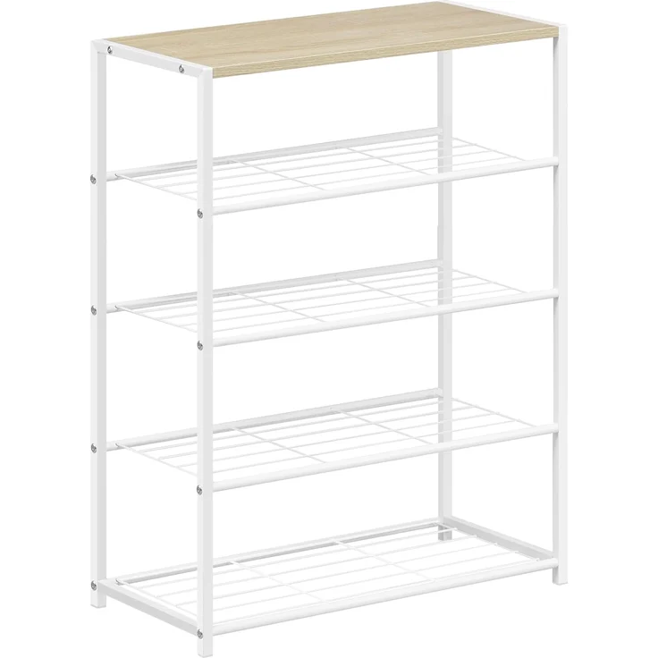 WOLTU Schuhregal mit 4 Ebenen, Schuhständer Metall, Schuhaufbewahrung platzsparend, Schuhorganizer für 12 Paar, Flur Wohnzimmer, 63 x 83 x 30 cm, weiß – Bild 1