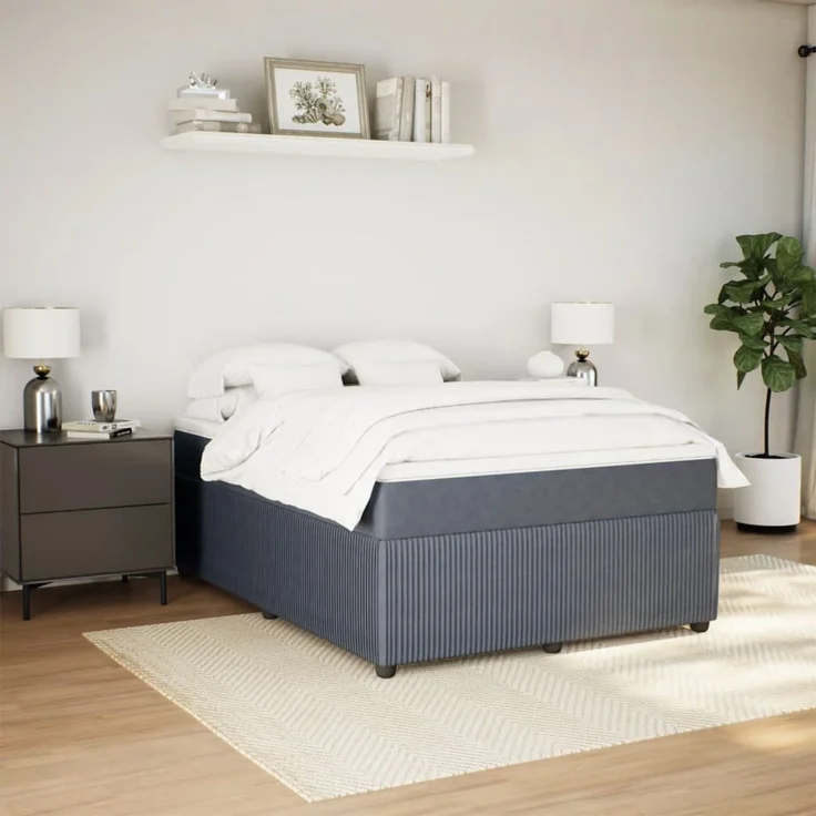 vidaXL Boxspringbett mit Matratze Dunkelgrau 160x200 cm Samt 3285651 – Bild 3