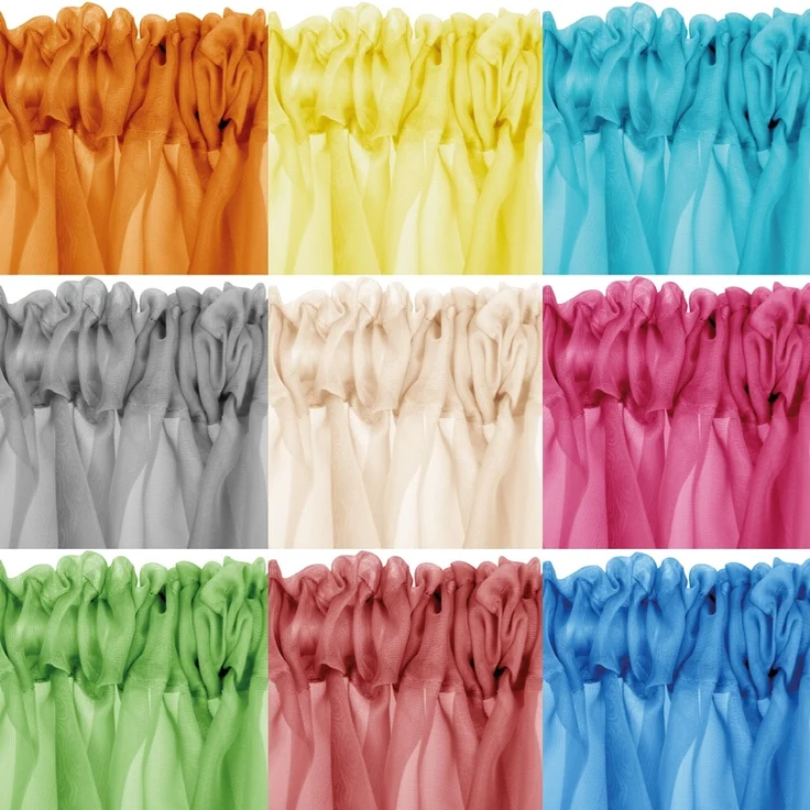 Stangendurchzug-Bistrogardine in B160cm x L60 cm, transparente uni Scheibengardine Voile in vielen verschiedenen Farben erhältlich (gelb - lemongelb) – Bild 3