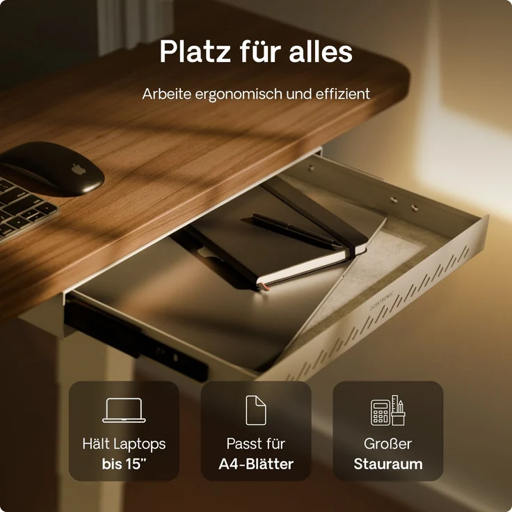 Schubladen-Organizer unter dem Schreibtisch, 41 x 27 x 5 cm, Hochwertiger Stahl, Ausziehbarer Platzsparer Grau – Bild 6