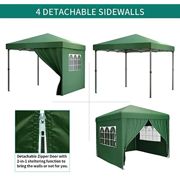 YITAHOME 3X3M Outdoor Pop Up-Pavillon mit Seite Faltpavillon, Wasserdichter Faltbarer Gartenpavillon Für Alle Jahreszeiten Camping Pavillon Anti-uv Mit Kostenlosen Höhenverstellbaren Für Party Märkte – Bild 5
