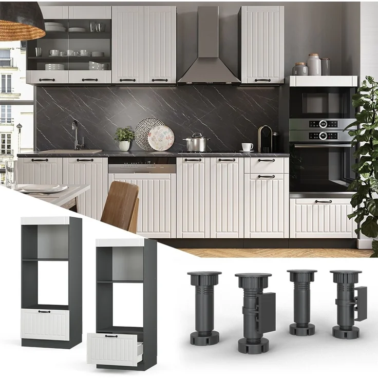 Mikrowellenschrank Fame-Line Weiß Landhaus 60 cm offen Vicco – Bild 2