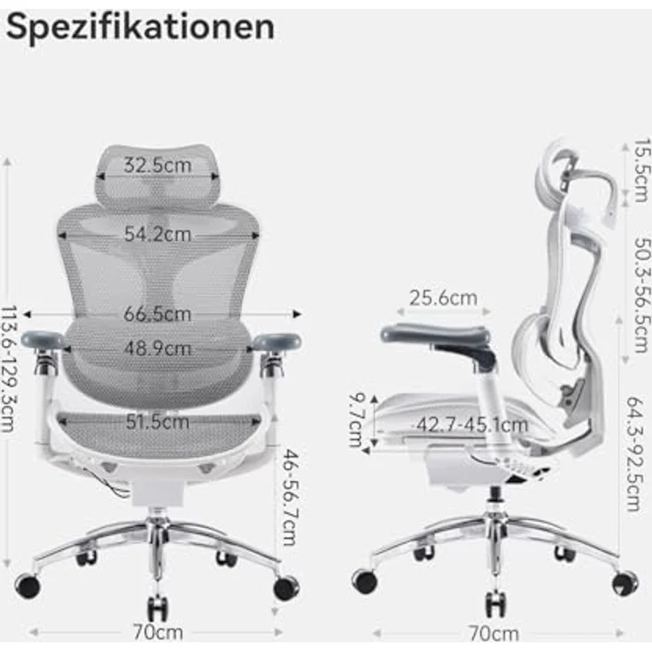 SIHOO Doro C300 Pro Ergonomischer Bürostuhl mit ultraweichen 6D-Armlehnen, dynamischer Lendenwirbelstütze, Sitztiefenverstellung und verstellbarer Rückenlehne, Schreibtischstuhl für Home Office (Weiß) – Bild 4