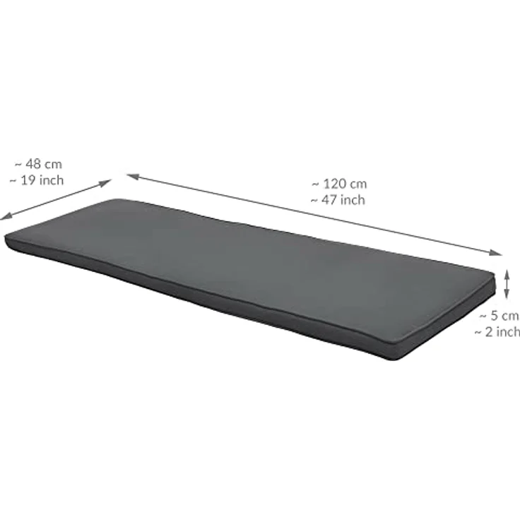 Beautissu Bankauflage Loft BK, grau, 48x5x120 cm, Outdoor Sitz- und Rückenkissen aus robustem Textil – Bild 2