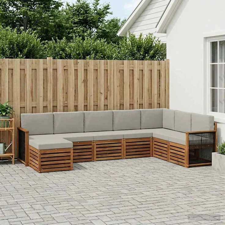 vidaXL Outdoor-Sofagarnitur 8 stk. 8-Sitzer Natur und Hellgrau 3384712 – Bild 1