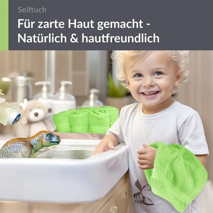 Lashuma Waschlappen - Seiftücher Linz, (Spar-Set, 6-St), Waschlappen Set grün 30x30 cm – Bild 4