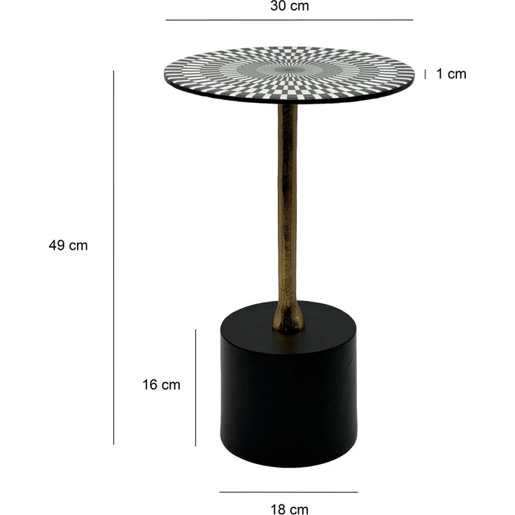 FineBuy Beistelltisch Aluminium 49cm Op-Art-Muster - Kleiner runder Anstelltisch aus Metall - Design Wohnzimmertisch - Dekotisch - Couchtisch - Metalltisch Handmade pflegeleicht – Bild 3
