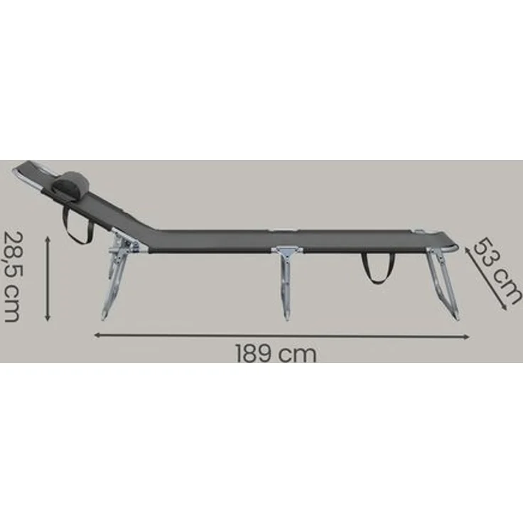 SONGMICS Sonnenliege klappbar, 2er Set, mit Kopfstütze, belastbar bis 110 kg, verstellbare Sonnenblende, grau – Bild 5
