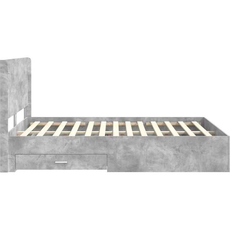 vidaXL Bettgestell mit Stauraum und Kopfteil Betongrau Holzwerkstoff 3414136 – Bild 7