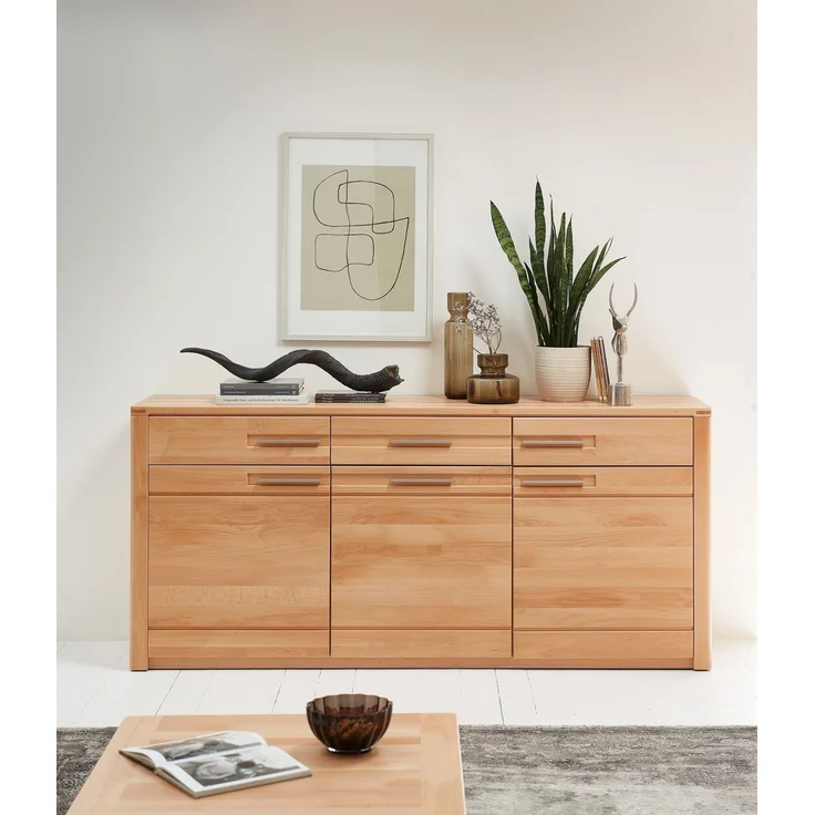 Sideboard >Nature One< 3 Türen, 3 Schübe, FSC, in Kernbuche teilmassiv - 190x86x45cm (B/H/T) – Bild 2