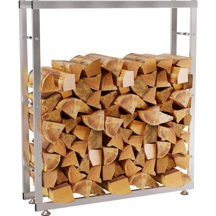 DELUKE® Kaminholzregal innen Metall SATLO - für Feuerholz Brennholzregal innen Kaminholzständer Kaminholzhalter Feuerholzregal InnenEdelstahl, 25x100x125cm