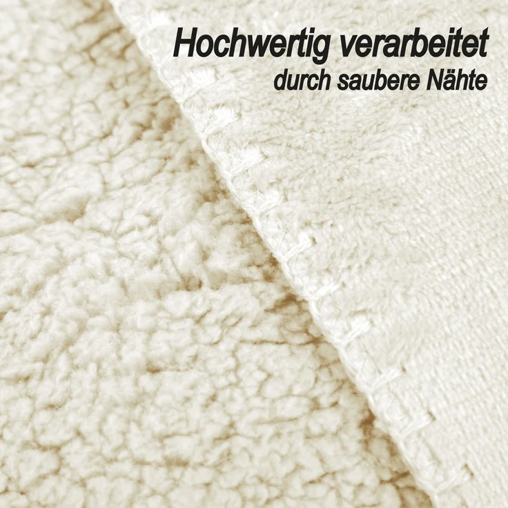 Kuscheldecke "Teddy Fleece" Sherpa/Flanell, 150x200cm Creme – Bild 4