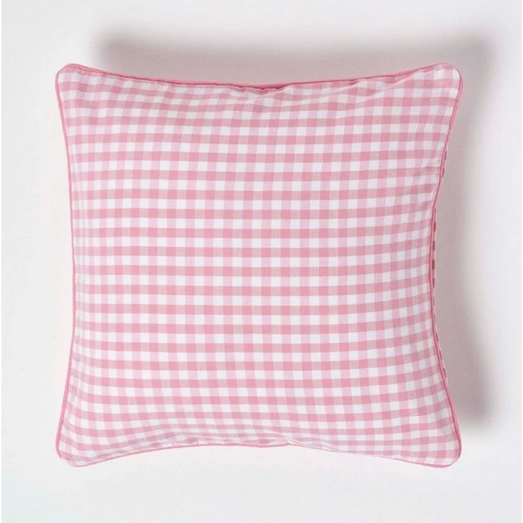Homescapes Kissenhülle Gingham-Kissenbezug aus Baumwolle, 30 x 50 cm, rosa – Bild 4