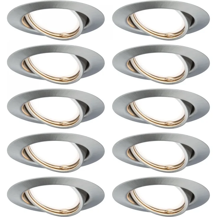 Paulmann No. 93399 LED Einbauleuchte Base rund 10x10W GU10 Eisen gebürstet