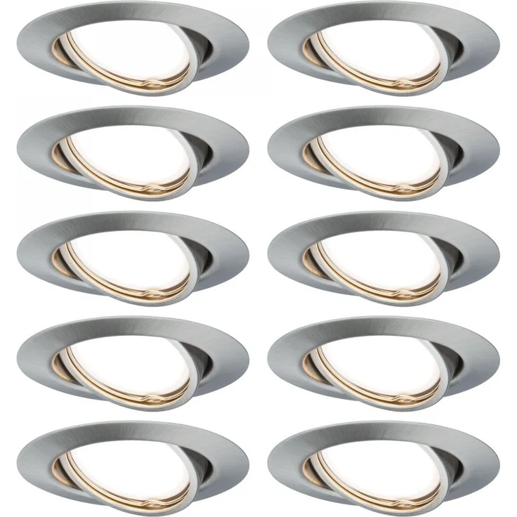 Paulmann No. 93399 LED Einbauleuchte Base rund 10x10W GU10 Eisen gebürstet – Bild 1