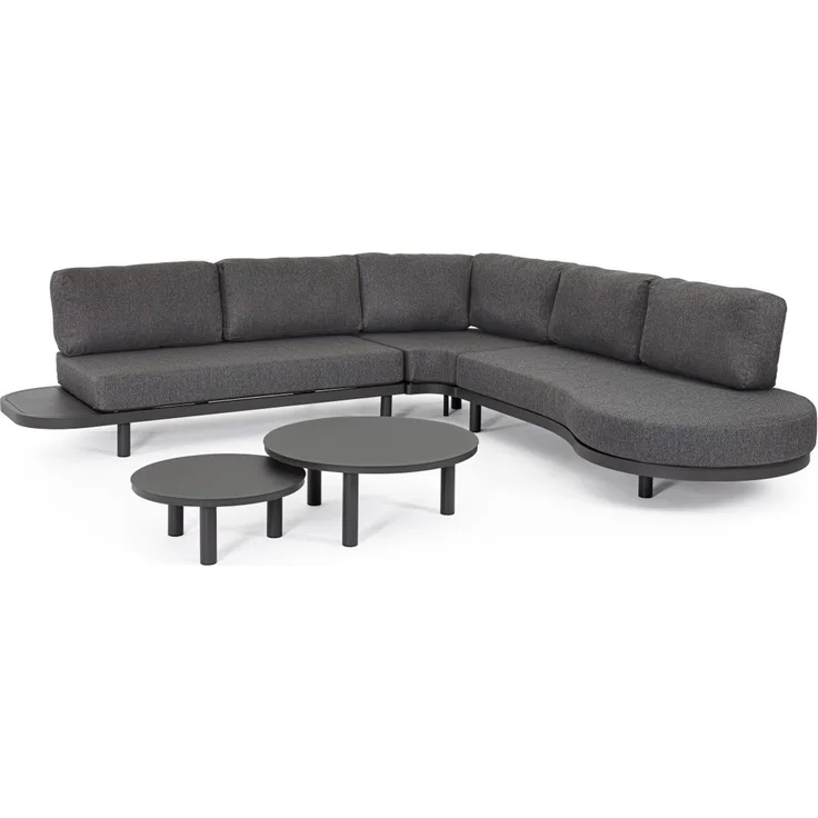 Gartenecksofa Hercules aus Aluminium und Olefin, modern, anthrazit, inkl. Couchtisch-Set