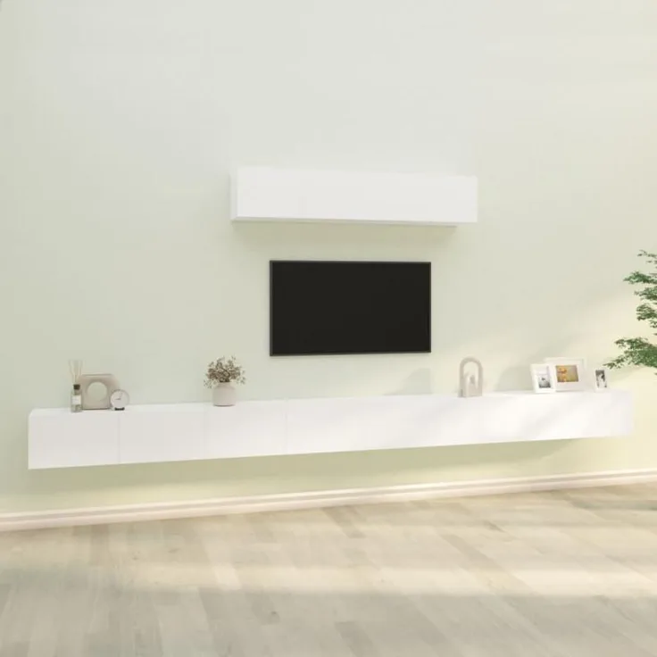 vidaXL 6-tlg. TV-Schrank-Set Weiß Holzwerkstoff 3114606