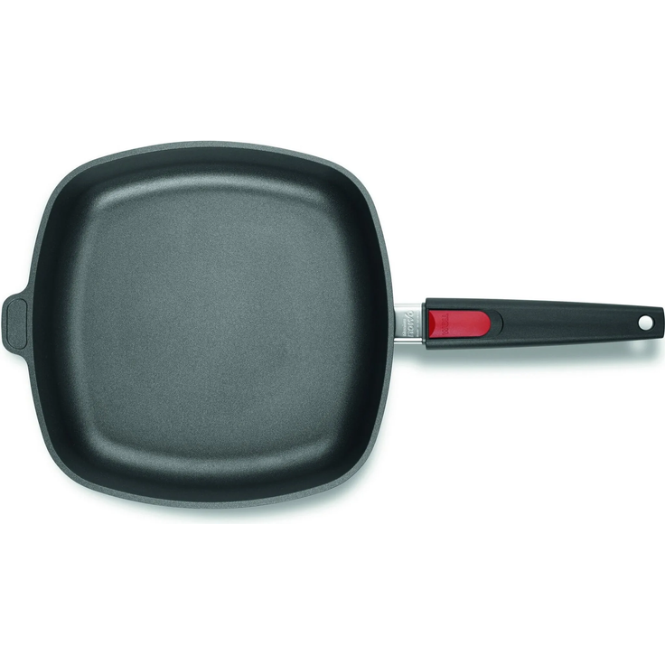 WOLL Titanium Nowo Universal‑Pfanne viereckig, abnehmbarer Griff, 28 × 28 cm (2,16 kg), Aluminium-Handguss mit Titan‑Hartversiegelung, alle Herdarten außer Induktion, spülmaschinen‑ & backofenfest bis ca. 250 °C