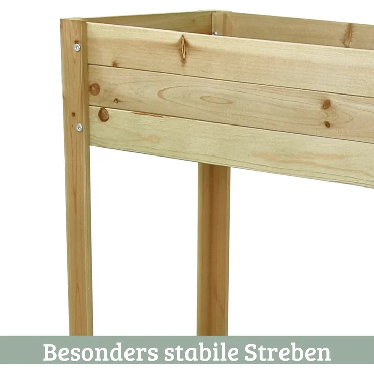 Hochbeet Balkon Holz KLEO - Inkl. Vlies & Handschuhe | Pflanzkasten hoch Blumenkasten aus Tannenholz Kräuterbeet Wetterfest, Natur – Bild 5