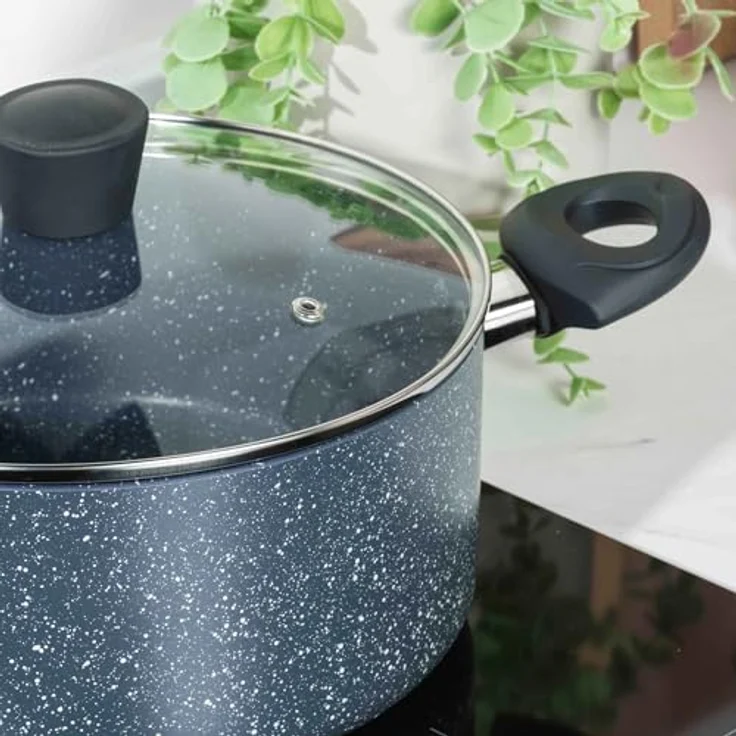 Russell Hobbs RH00849EU Nightfall Stone kochtopf, BPA-Frei, 4.5L Ungefähre Füllmenge antihaftbeschichtet 24cm töpf, Suppentopf klein mit Dampfauslass glas deckel, kochtöpfe induktion, Bakelite-griffs – Bild 6