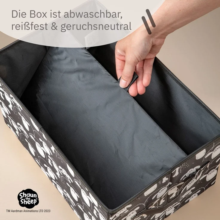 LIFENEY meets Shaun das Schaf Aufbewahrungsbox mit Deckel für Kinder - Box mit dem kultigen Schaf zum Verstauen von Spielzeug - 37 x 25 x 21 cm passend für jedes Kinderzimmer – Bild 4