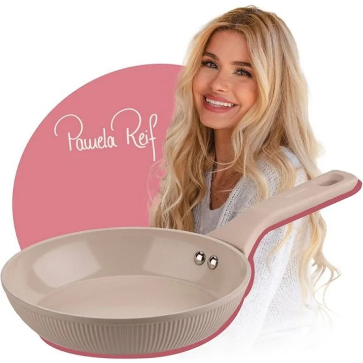 Fackelmann x Pamela Reif Bratpfanne – Ø 20 cm, Aus geschmiedetem, recycelten Aluminium in Pastell Beige, keramische, PFAS-freie Beschichtung, hitzebeständig bis 150 Grad C – Reinigung per Hand – Bild 4