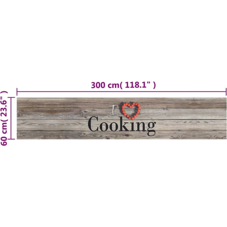 vidaXL Küchenteppich Waschbar Cooking Grau 60x300 cm Samt 136548 – Bild 5