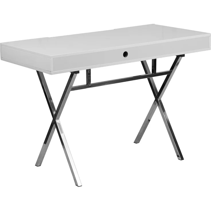 Flash Furniture Computertisch mit Tastaturablage und Schubladen, Metall, Weiß, 1 Stück – Bild 5