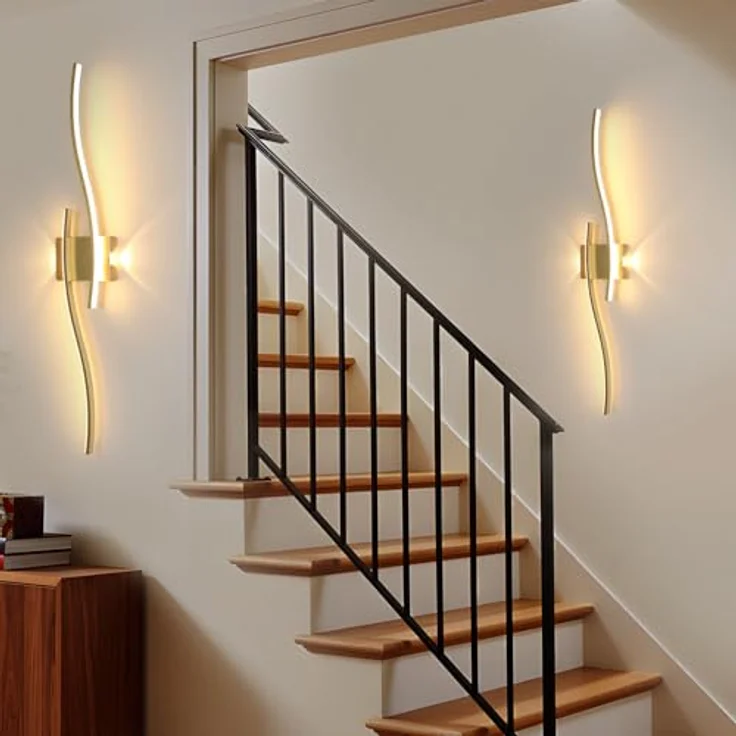 LED Wandleuchte Innen Gold, 89CM 29W Lange Wandlampe Dimmbar mit Fernbedienung 3000K-6500K, 2 Fimmige, Modern Wandlicht LED mit Memory-Funktion für Wohnzimmer Schlafzimmer – Bild 9