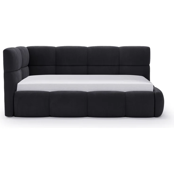 GRAINGOLD Modo One Jugendbett 90x200, Einzelbett mit Bettkasten, mit Lattenrost, Velvet-Stoff, Rechts, Schwarz – Bild 3