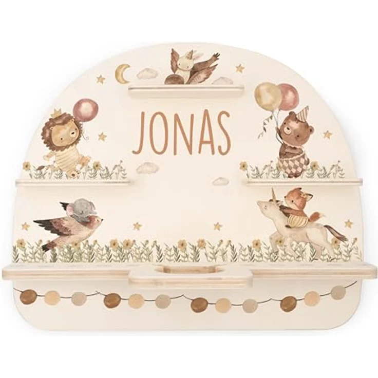 Kidsmood - Tonie Regal für Kinderzimmer, personalisiert mit deinem Namen - magnetisches Wandregal für Tonie Hör-Figuren & Tonie-Box - Tiere-Luftballon – Bild 8